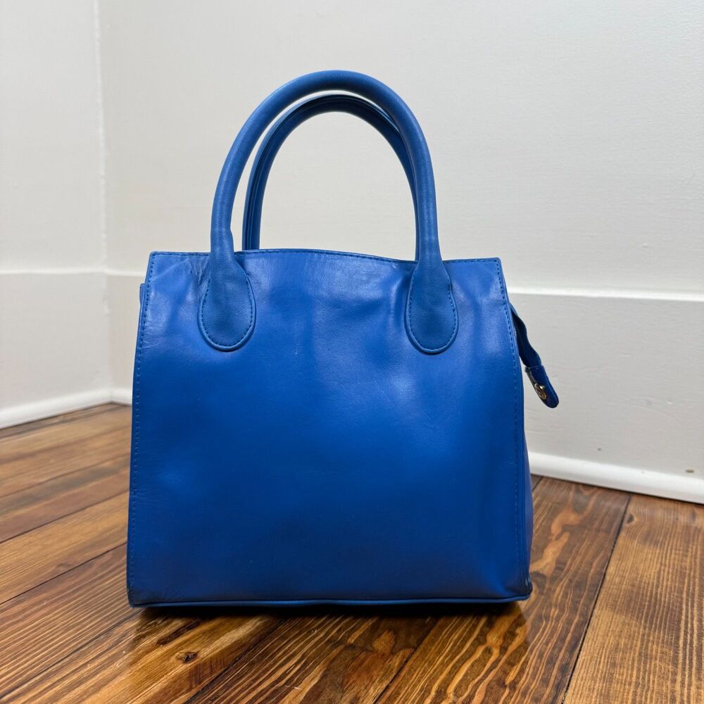 Vintage Y2K Giani Bernini Cobalt Blue Leather Satchel Top Handle Handbag